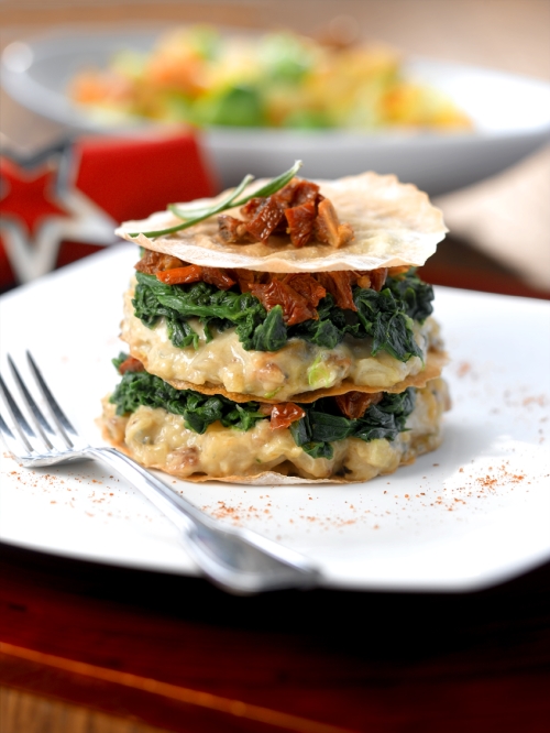 Roasted Celeriac, Blue Cheese and Apple Stack - Vegetarian Society