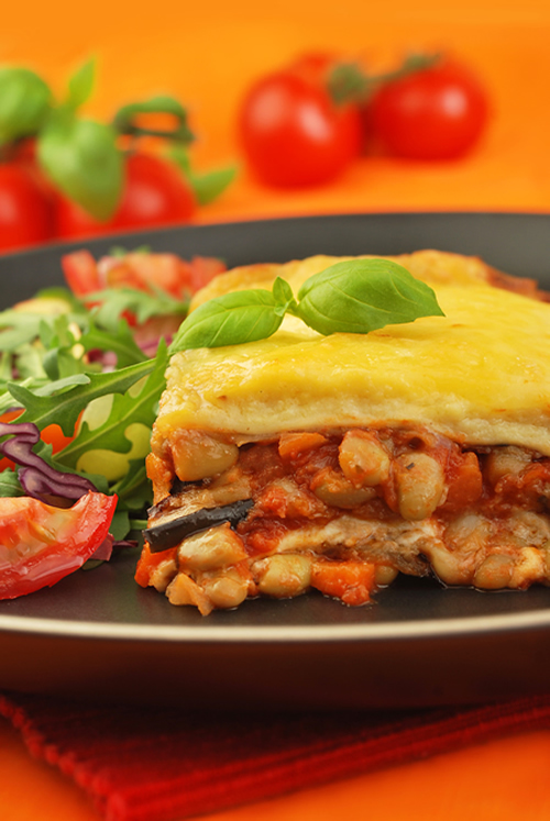 Aubergine and Bean Lasagne - Vegetarian Society