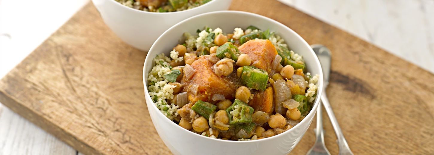 Chickpea, Sweet Potato and Okra Tagine - Vegetarian Society