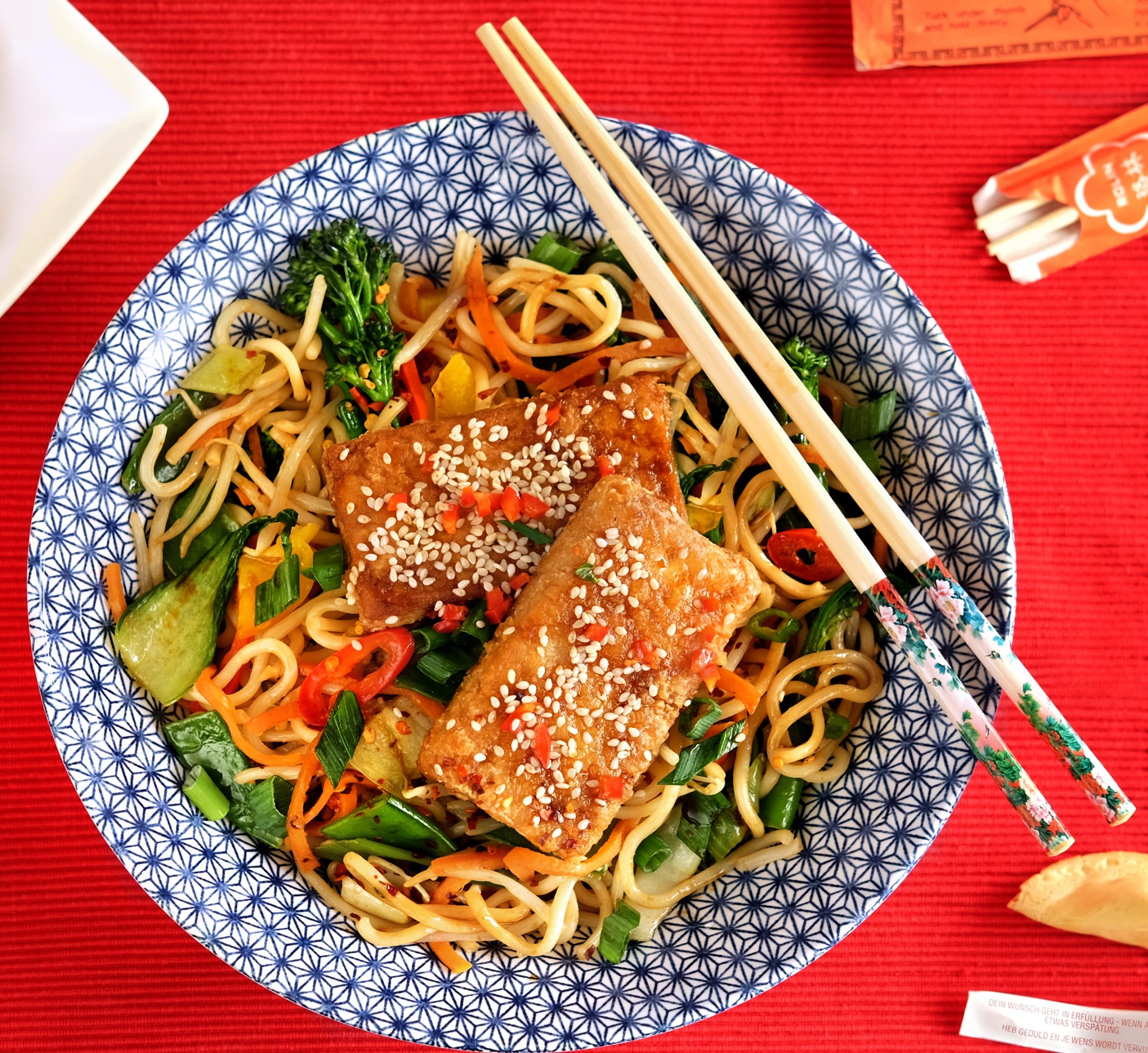 Crispy Sesame Tofu with Chinese Noodles - Vegetarian Society