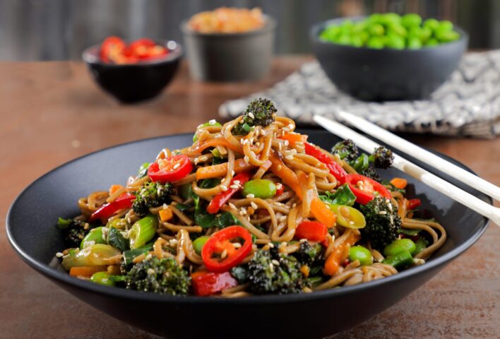 Yakisoba with chopsticks