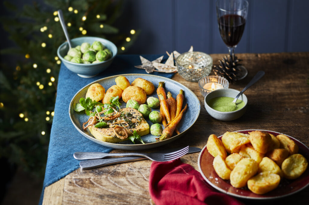 Spiced, Crunchy, Sesame and Pumpkin Seed topped Tofu with Watercress and Lemon Sauce - Vegetarian So