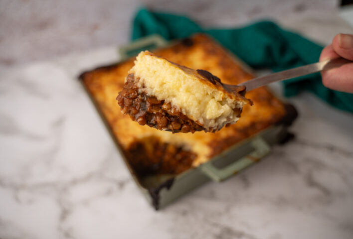 Celeriac and Brie Topped Lentil Cottage Pie
