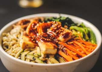 Crispy Wild Mushroom and Korean Barbecue Tofu Bibimbap
